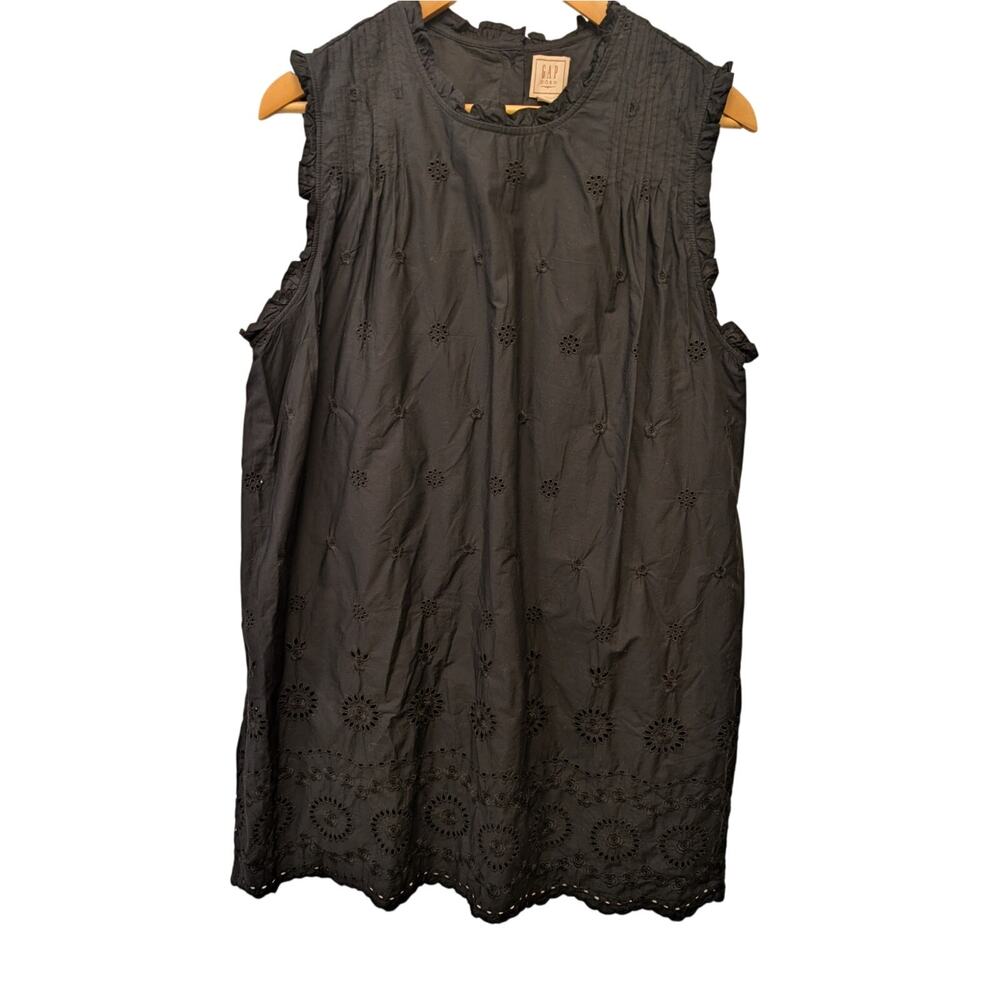 Gap x Doen Eyelet Mini Dress Black Feminine Grunge Ruffle Cotton Coastal Grandma